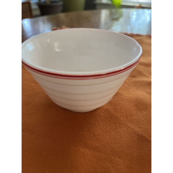 1940's HAZEL ATLAS Moderntone Platonite 2 Cups & 1 Saucer Red Stripe Art Deco - Picture 7 of 7